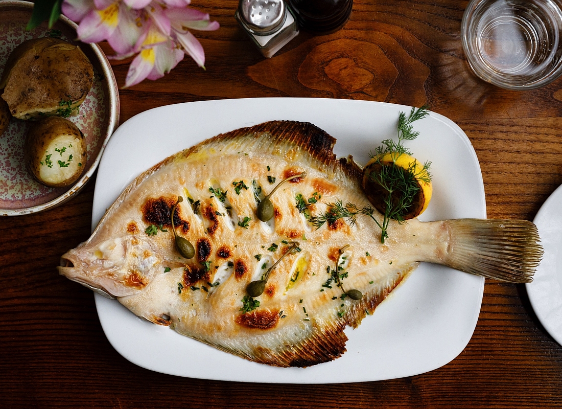 Fresh whole plaice at the Farmgate Cafe, upstairs in the English Market Cork. Photo: Clare O'Rourke 